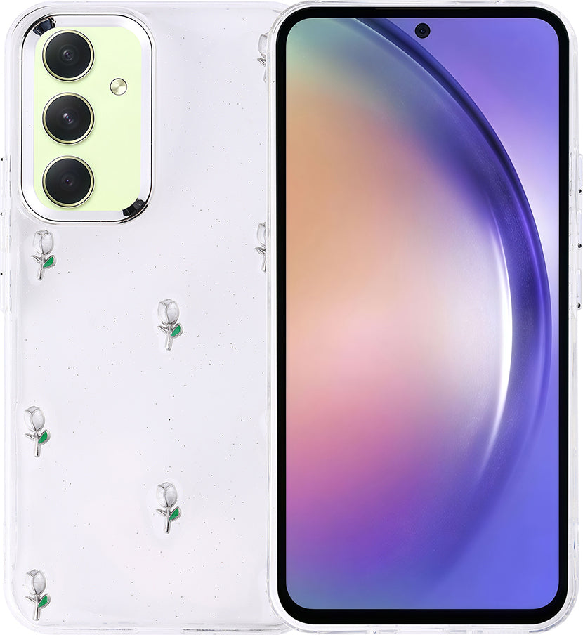 Galaxy A54 Kılıf Airbag Tasarımlı Simli Şeffaf Mnc Kutup Kapak - Lale