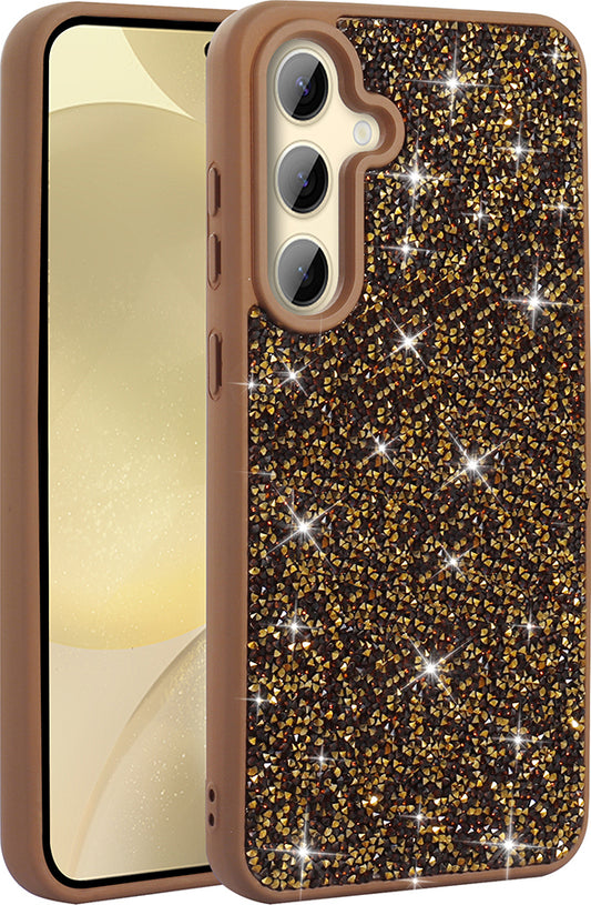 Galaxy A55 Kılıf Parlak Taşlı Tasarım Mnc Pırlanta Kapak - Gold