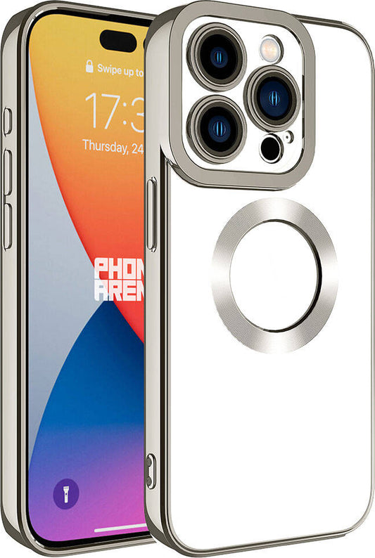 Apple iPhone 15 Pro Max Kılıf Kamera Korumalı Logo Gösteren Mnc Omega Kapak-Titanyum