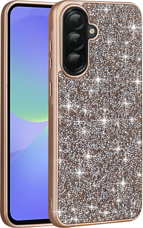 Galaxy A36 Kılıf Parlak Taşlı Tasarım Mnc Pırlanta Kapak - Siyah