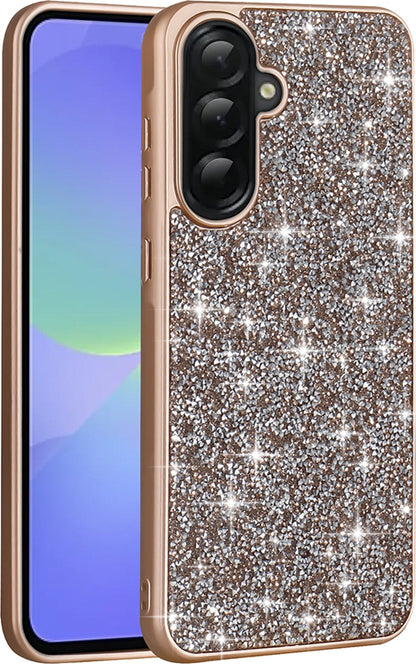Galaxy A36 Kılıf Parlak Taşlı Tasarım Mnc Pırlanta Kapak - Beyaz