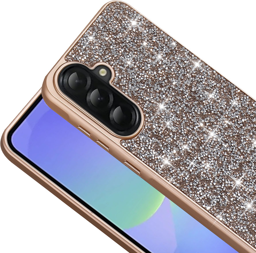 Galaxy A36 Kılıf Parlak Taşlı Tasarım Mnc Pırlanta Kapak - Beyaz