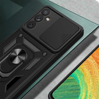 Galaxy A34 Kılıf Magnetik Standlı Kamera Korumalı Mnc Sürgülü Vega Kapak-Mavi