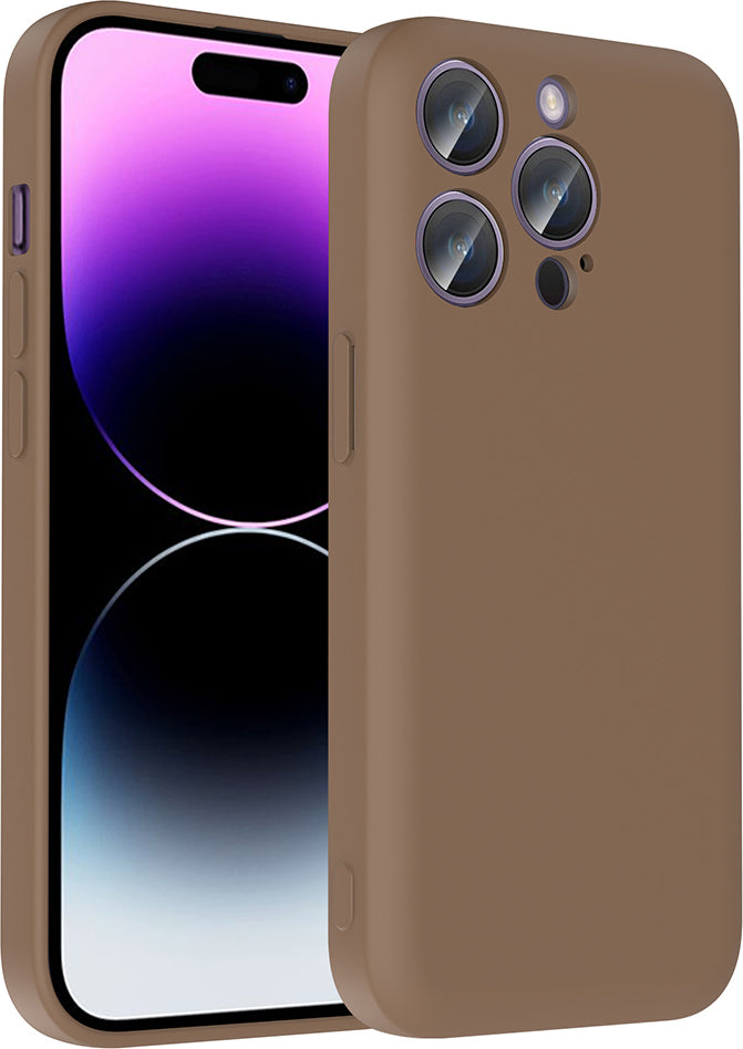 iPhone 14 Pro Max Kılıf Kamera Korumalı Kartlık Hazneli Mnc Vitra Kapak - Kahverengi
