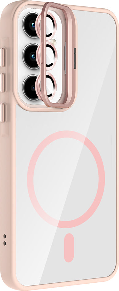 Galaxy A55 Kılıf Standlı ve Kamera Lens Hediyeli M-Safe Şarj Özellikli Mnc Etro Kapak - Gri