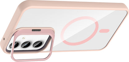 Galaxy A55 Kılıf Standlı ve Kamera Lens Hediyeli M-Safe Şarj Özellikli Mnc Etro Kapak - Gri