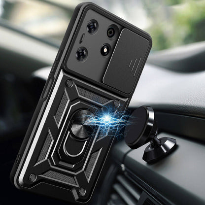 Tecno Spark 10 Pro Kılıf Magnetik Standlı Kamera Korumalı Mnc Sürgülü Vega Kapak-Siyah