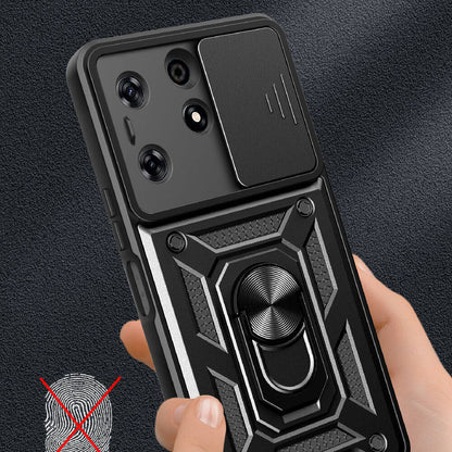 Tecno Spark 10 Pro Kılıf Magnetik Standlı Kamera Korumalı Mnc Sürgülü Vega Kapak-Siyah