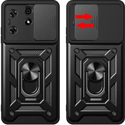 Tecno Spark 10 Pro Kılıf Magnetik Standlı Kamera Korumalı Mnc Sürgülü Vega Kapak-Siyah