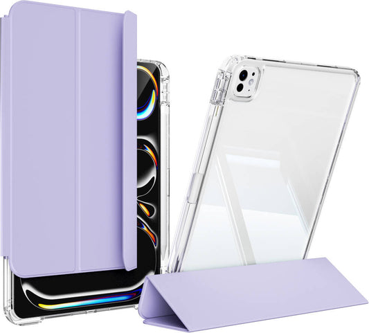 apple iPad Pro 11 2024 Kılıf Magnetik Ayrılabilen Airbagli Uyumlu Mnc Sliding Tablet Kılıfı-Lavender