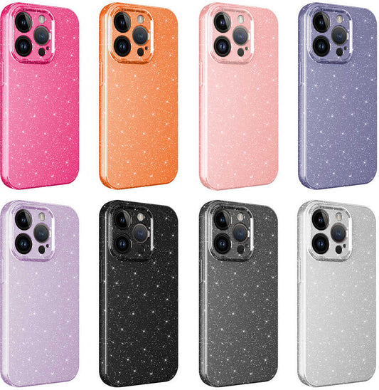 Apple iPhone 14 Pro Kılıf Kamera Korumalı Simli Lüks Mnc Koton Kapak-Siyah