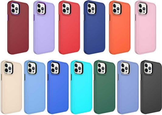 Apple iPhone 12 Pro Kılıf Metal Çerçeve ve Buton Tasarımlı Sert Mnc Botox Kapak-Lila