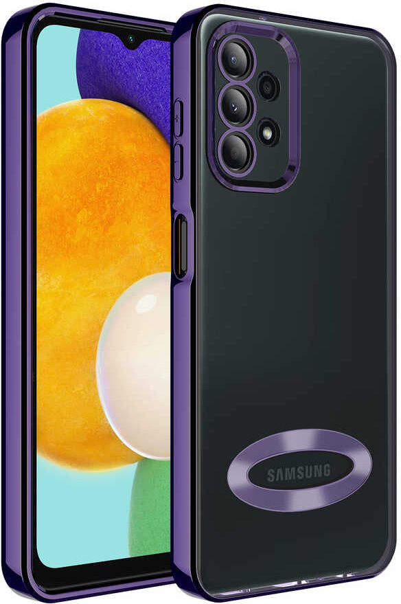 Galaxy A13 4g Kılıf Kamera Korumalı Logo Gösteren Mnc Omega Kapak-Derin Mor