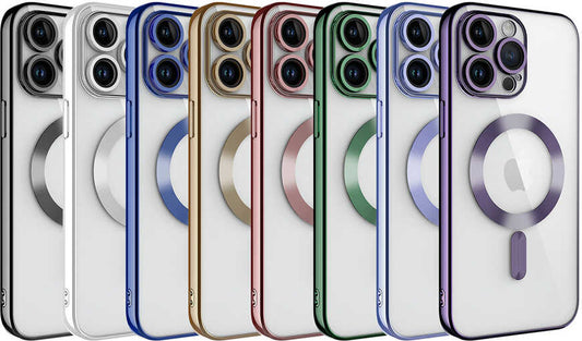 Apple iPhone 14 Pro Kılıf Kamera Korumalı Magsafe Wireless Şarj Özellikli Mnc Demre Kapak-Gold