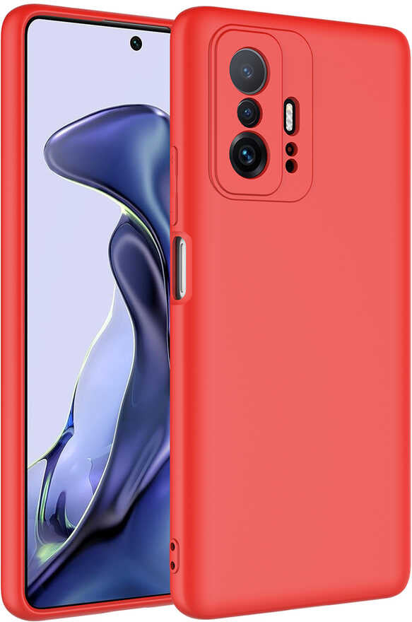 Xiaomi Mi 11T 5g Kılıf Mnc Mara Laaakan Kapak-Kırmızı