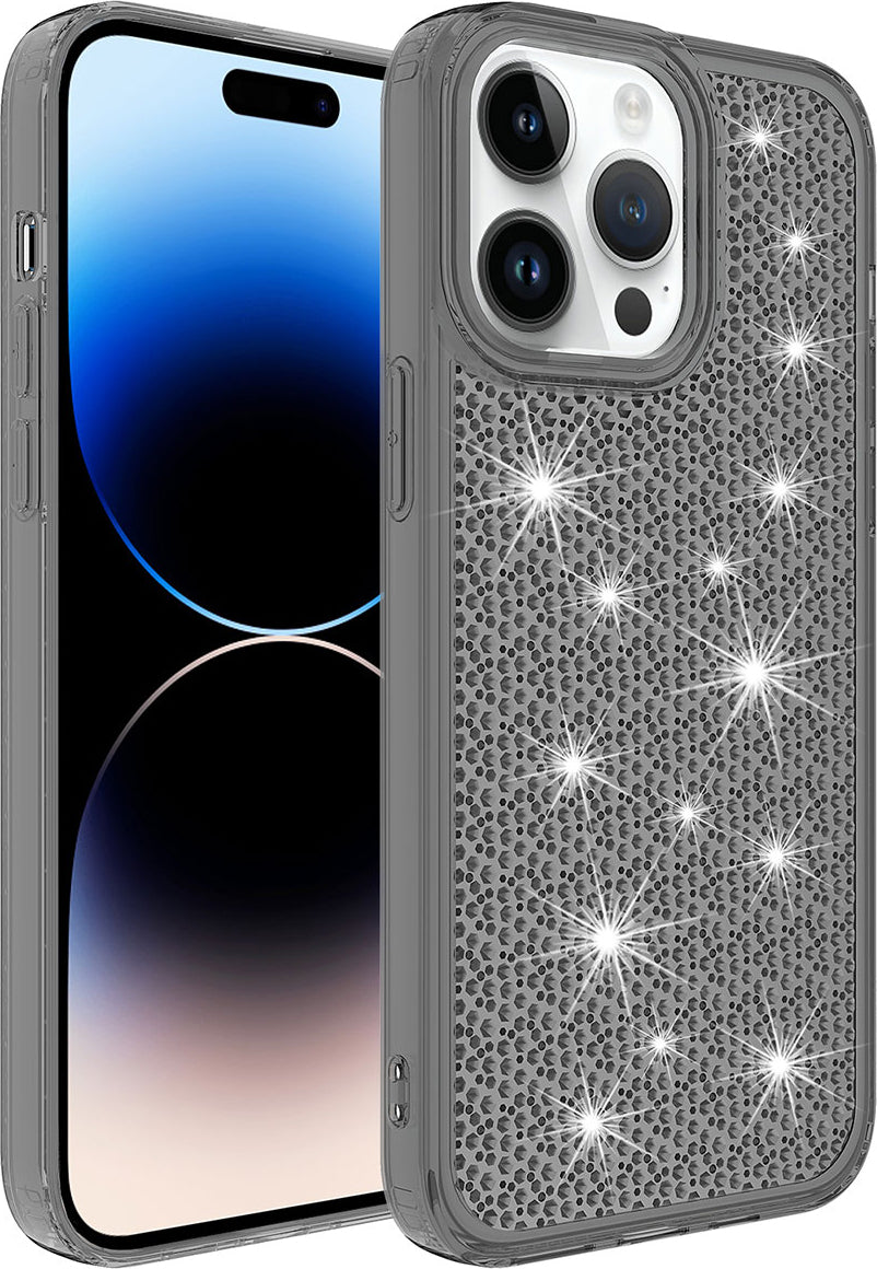 Apple iPhone 14 Pro Kılıf Airbagli Parlak Tasarımlı Mnc Snow Kapak-Siyah