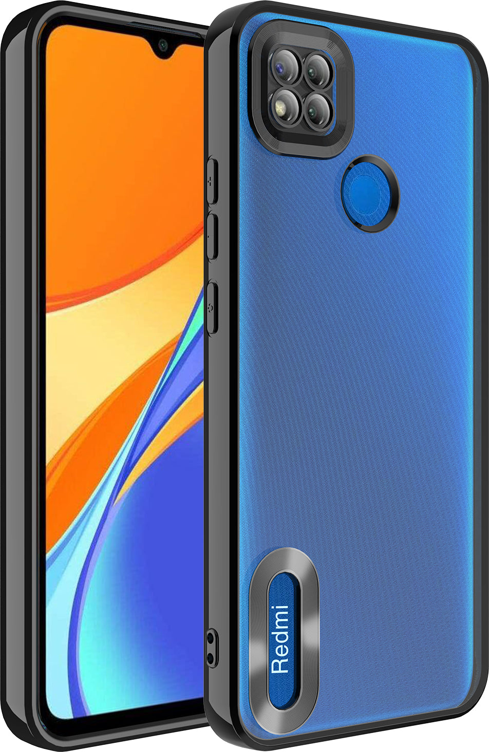 Xiaomi Redmi 9c Kılıf Kamera Korumalı Logo Gösteren Mnc Omega Kapak-Siyah