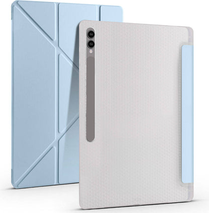 Galaxy Tab S9 Ultra Kılıf  Uyumlu Mnc Tri Folding Kalem Bölmeli Standlı Kılıf-Lacivert
