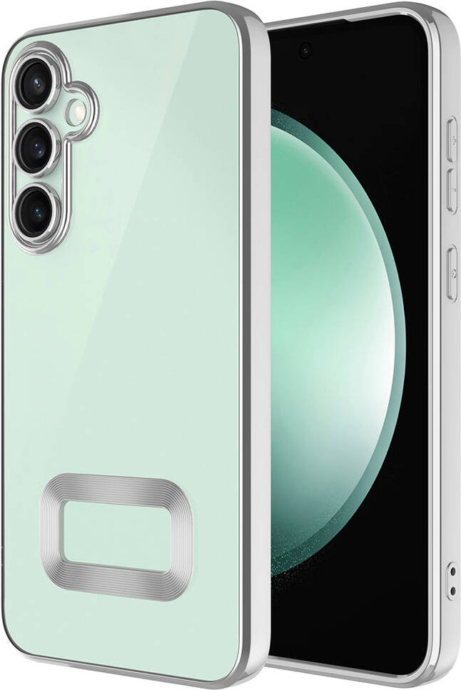 Galaxy S24 Kılıf Kamera Korumalı Logo Gösteren Mnc Omega Kapak-Gümüş