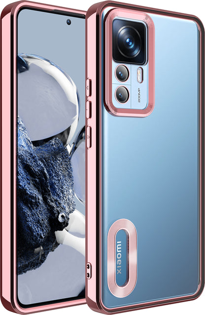 Xiaomi Mi 12T Pro Kılıf Kamera Korumalı Logo Gösteren Mnc Omega Kapak-Rose Gold