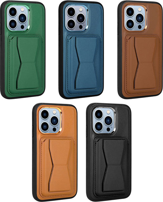 Apple iPhone 12 Pro Kılıf Kartlıklı Standlı pu Deri Mnc Memo Kapak-Siyah
