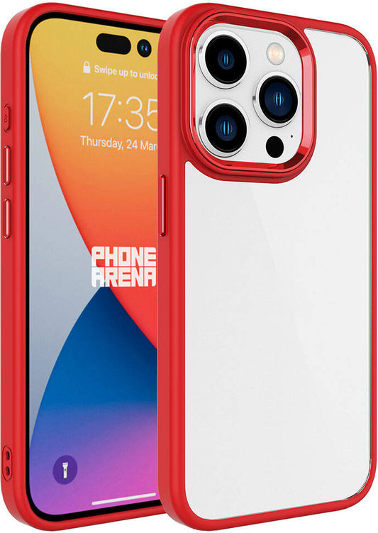 Apple iPhone 15 Pro Max Kılıf Mnc Krom Kapak-Kırmızı