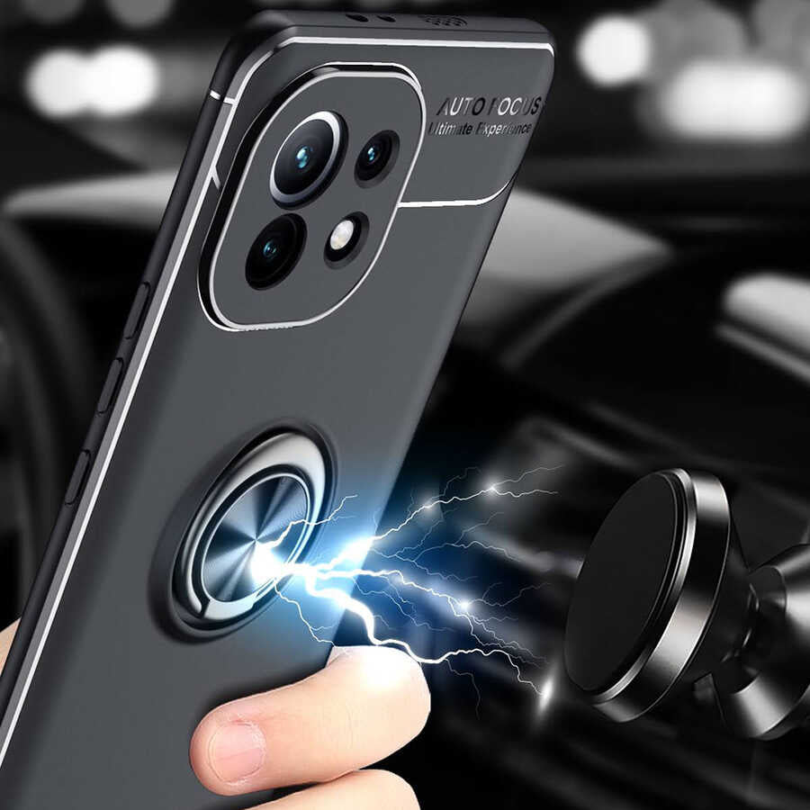 Xiaomi Mi 11 Kılıf Mnc Ravel Silikon Kapak-Siyah-Rose Gold
