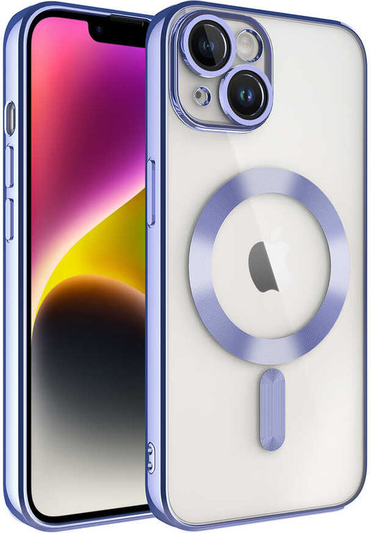Apple iPhone 14 Plus Kılıf Kamera Korumalı Magsafe Wireless Şarj Özellikli Mnc Demre Kapak-Lila