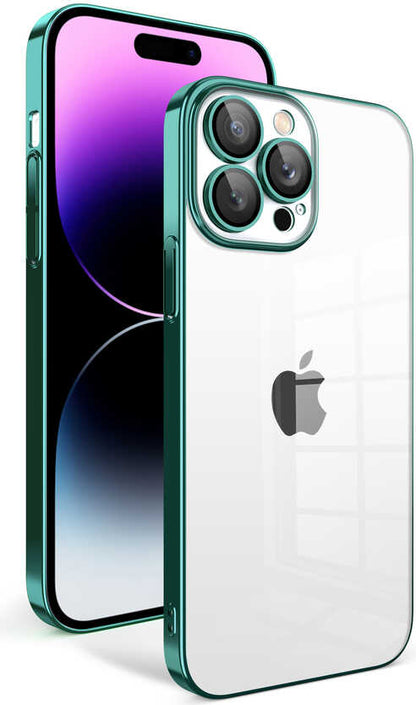 Apple iPhone 13 Pro Max Kılıf Kamera Korumalı Renkli Çerçeveli Mnc Garaj Kapak-Koyu Yeşil