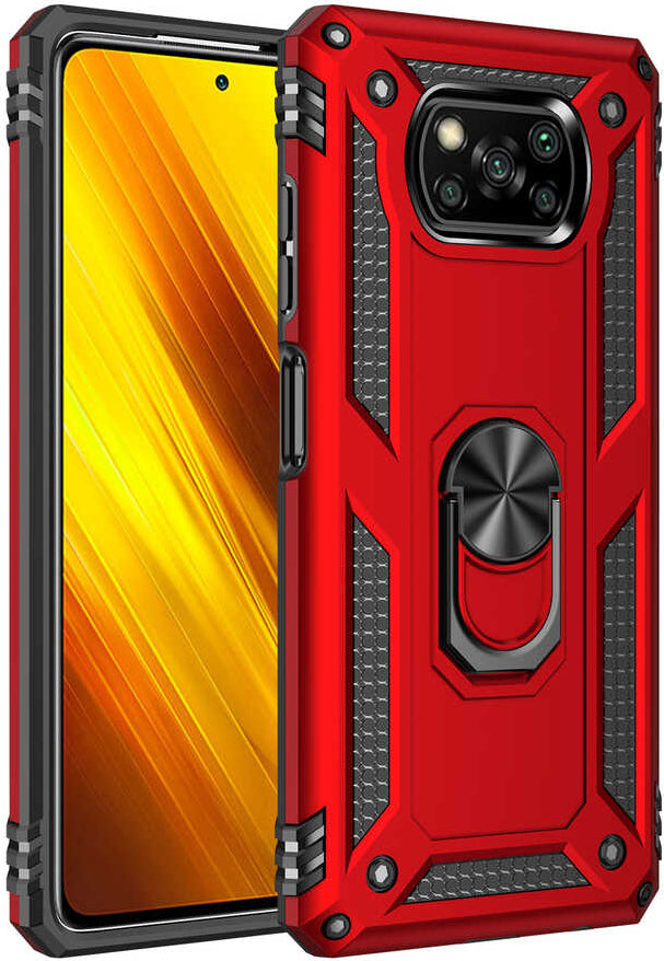 Xiaomi Poco X3 Kılıf Mnc Vega Kapak-Kırmızı