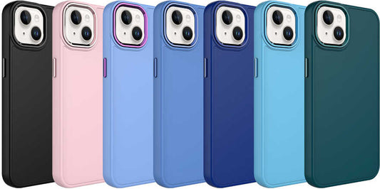 Apple iPhone 14 Kılıf Metal Çerçeve ve Buton Tasarımlı Silikon Mnc Luna Kapak-Koyu Yeşil