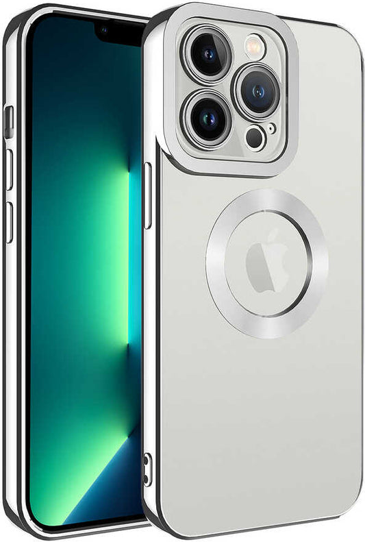 Apple iPhone 11 Pro Kılıf Kamera Korumalı Logo Gösteren Mnc Omega Kapak-Gümüş