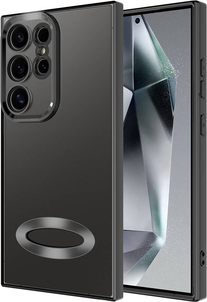 Galaxy S24 Ultra Kılıf Kamera Korumalı Logo Gösteren Mnc Omega Kapak-Siyah