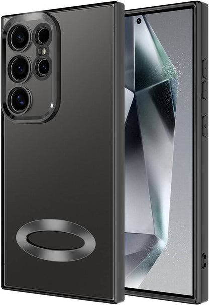 Galaxy S24 Ultra Kılıf Kamera Korumalı Logo Gösteren Mnc Omega Kapak-Siyah