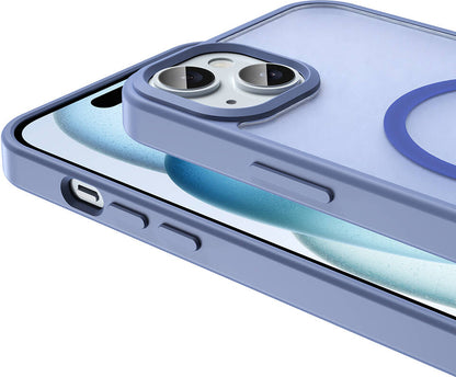 Apple iPhone 15 Kılıf Magsafe Şarj Özellikli Mat Arka Yüzey Mnc Sio Kapak-Siyah