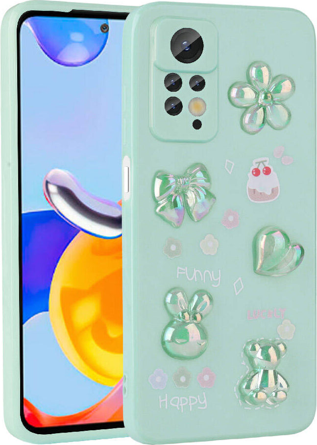 Xiaomi Redmi Note 12 Pro 4g Kılıf Kabartma Figürlü Parlak Mnc Toys Silikon Kapak-Açık Yeşil