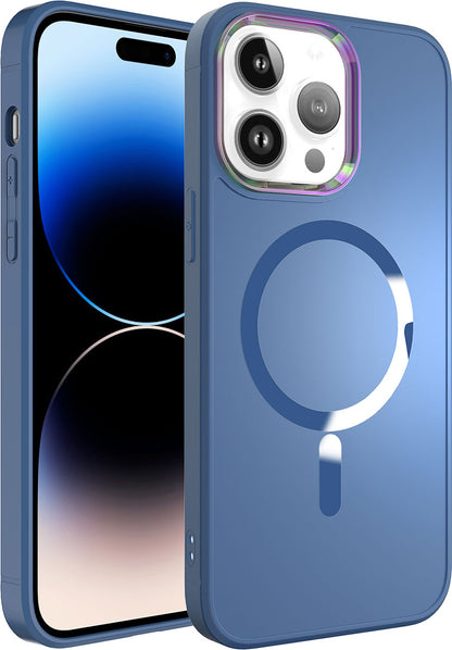 Apple iPhone 14 Pro Max Kılıf Magsafe Wireless Şarj Özellikli Mnc Stil Kapak-Sierra Mavi