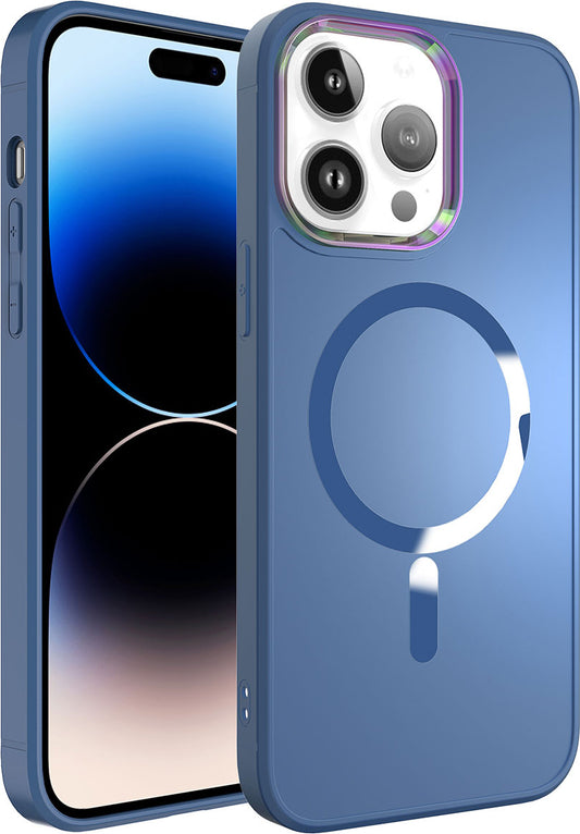 Apple iPhone 14 Pro Max Kılıf Magsafe Wireless Şarj Özellikli Mnc Stil Kapak-Sierra Mavi
