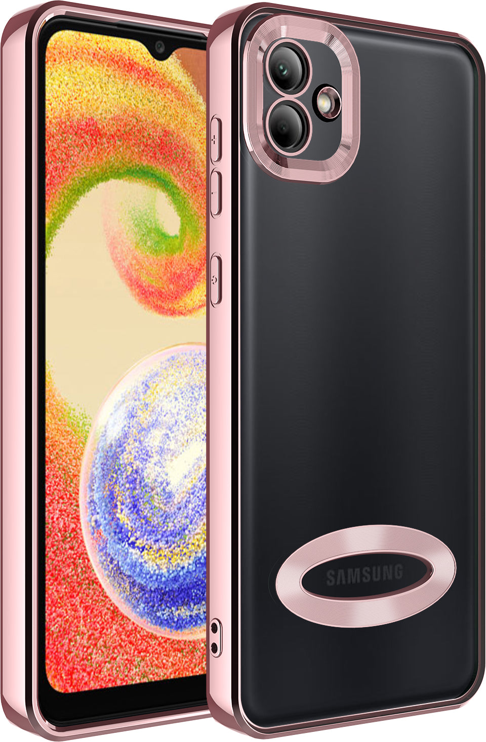 Galaxy A04 Kılıf Kamera Korumalı Logo Gösteren Mnc Omega Kapak-Rose Gold