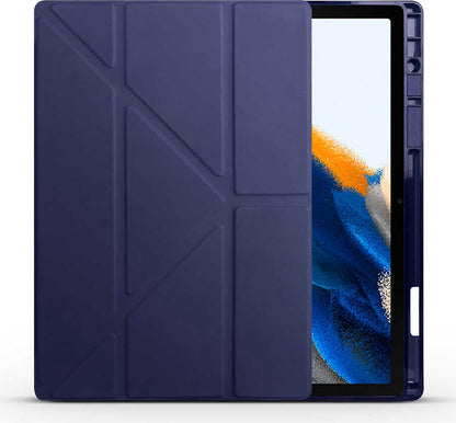 Galaxy Tab A8 10.5 SM-X200 (2021) Kılıf  Uyumlu Mnc Tri Folding Kalem Bölmeli Standlı Kılıf-Mor