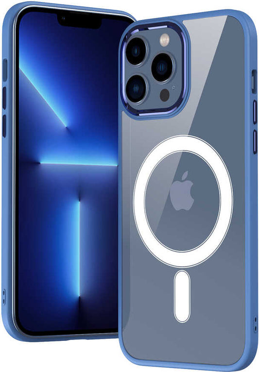Apple iPhone 14 Kılıf Wireless Şarj Özellikli Mnc Krom Magsafe Silikon Kapak-Lila