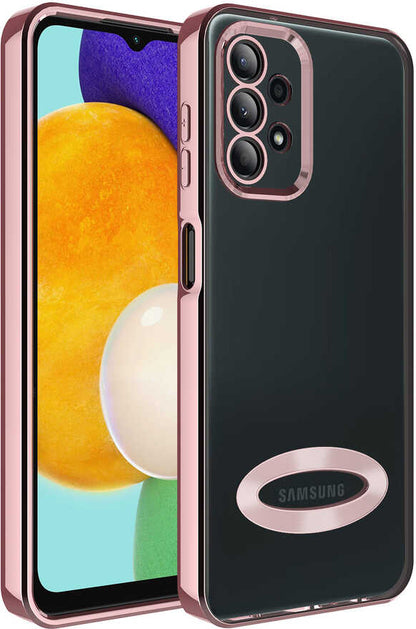 Galaxy A13 4g Kılıf Kamera Korumalı Logo Gösteren Mnc Omega Kapak-Rose Gold