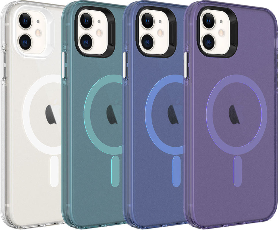 Apple iPhone 11 Kılıf Mnc Magsafe Şarj Özellikli Buzlu Transparan C-Pro Sert Kapak-Derin Mor