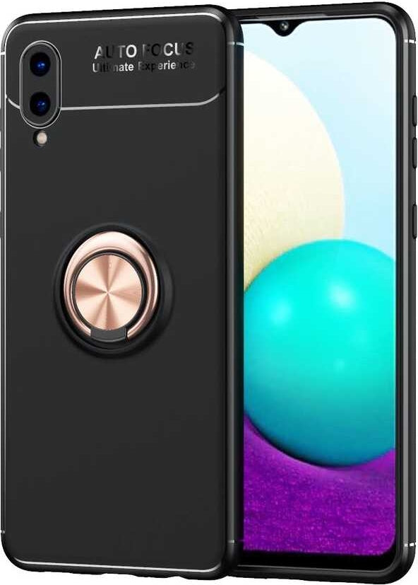 Galaxy A02 Kılıf Mnc Ravel Silikon Kapak-Siyah-Rose Gold
