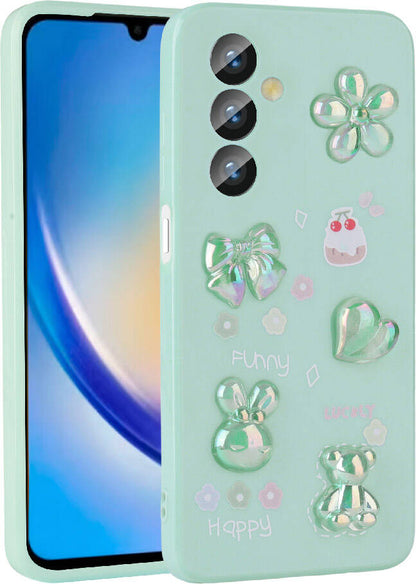 Galaxy A23 4g Kılıf Kabartma Figürlü Parlak Mnc Toys Silikon Kapak-Açık Yeşil