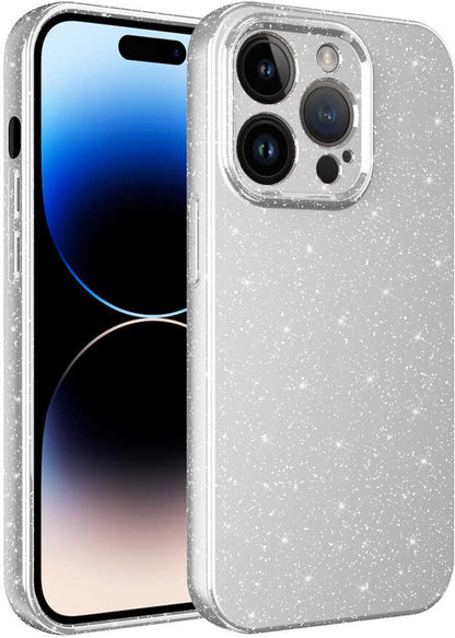 Apple iPhone 14 Pro Max Kılıf Kamera Korumalı Simli Lüks Mnc Koton Kapak-Beyaz