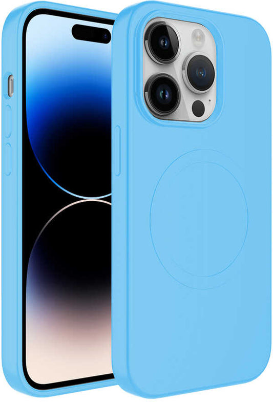 Apple iPhone 11 Pro Max Kılıf Magsafe Wireless Şarj Özellikli Pastel Renk Silikon Mnc Plas Kapak-Mavi Açık