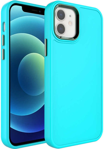 Apple iPhone 11 Kılıf Metal Çerçeve ve Buton Tasarımlı Sert Mnc Botox Kapak-Turkuaz