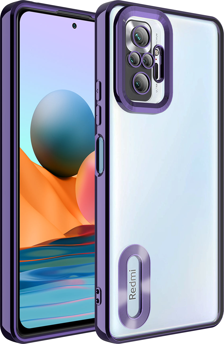 Xiaomi Redmi Note 10 Pro Kılıf Kamera Korumalı Logo Gösteren Mnc Omega Kapak-Derin Mor