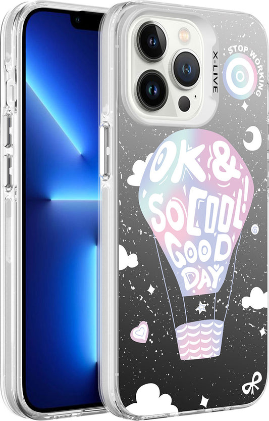 Apple iPhone 13 Pro Max Kılıf Desenli Mnc Silver Sert Kapak-Balon